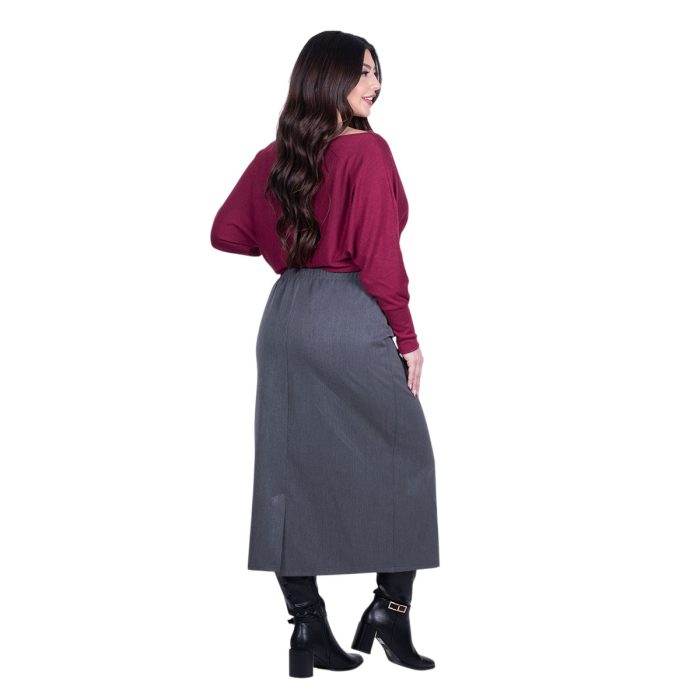 Gomore Φούστα Γκρι Γυναικεία Μακριά Κλασσική Σε Ίσια Γραμμή Καθημερινή - GM-24707-GE - Image 4