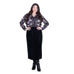 Platinum Πουκάμισο Μαύρο Με Γκρι Floral  Γυναικείο Mακρυμάνικο All Day Free Size - IT-250-GU-BC - Image 5