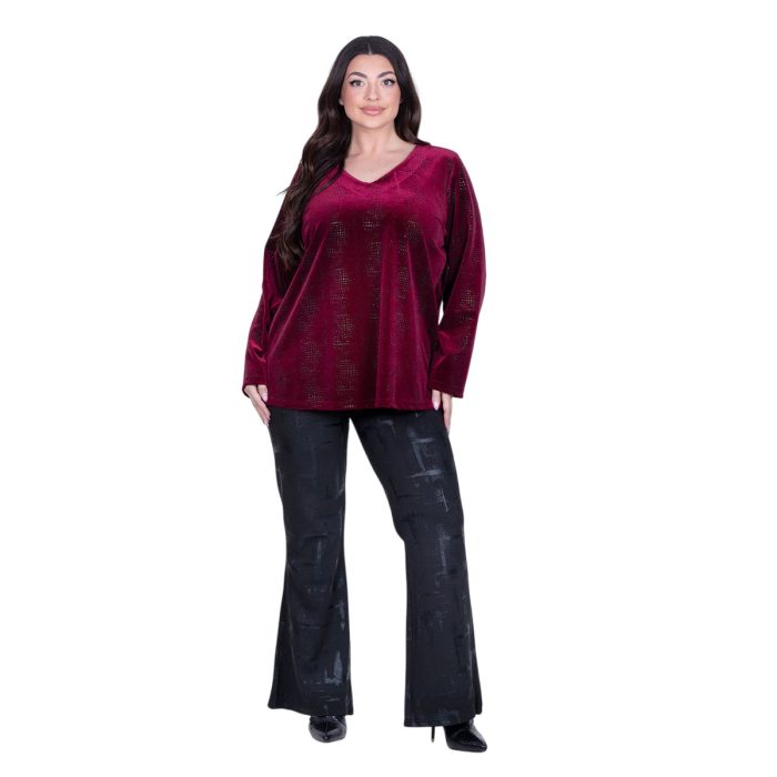 Gomore Παντελόνα Μαύρη Γυναικείο Mε Λάστιχο Με Καμπάνα & Σχέδιο All Day - GM-24837-BC - Image 5