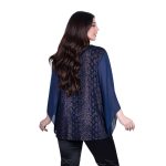 Gomore Μπλούζα Μπλε Γυναικεία Βραδινή Μελανζέ Τρουακαρ Μανίκια Με Μουσελίνα - GM-24933-BL - Image 4