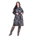 Gomore Φόρεμα Καφέ Με Γκρι Λουλούδια Γυναικείο Μidi Ίσια Γραμμή All Day - GM-34739-BR - Image 2