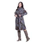 Gomore Φόρεμα Καφέ Με Γκρι Λουλούδια Γυναικείο Μidi Ίσια Γραμμή All Day - GM-34739-BR - Image 3