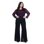 Gomore Παντελόνι Μαύρο Γυναικείο Με Μουσελίνα Βραδινό - GM-35821-BC - Image 2