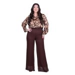 Gomore Παντελόνι Καφέ Γυναικείο Με Μουσελίνα Βραδινό - GM-35821-BR