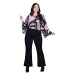 Gomore Παντελόνι Μαύρο Γυναικείο Κρεπ Ελαστικό Με Καμπάνα & Κεντητό Σχέδιο 7/8 All Day - GM-35824-BC - Image 2