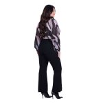 Gomore Παντελόνι Μαύρο Γυναικείο Κρεπ Ελαστικό Με Καμπάνα & Κεντητό Σχέδιο 7/8 All Day - GM-35824-BC - Image 5