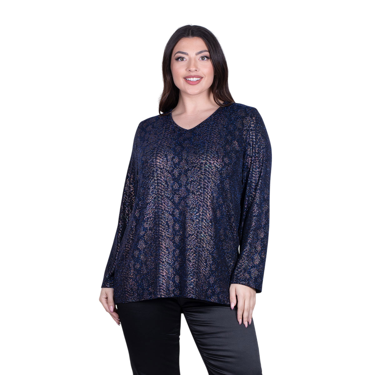 GM-36128-BL Gomore Γυναικεία Μπλε Μπλούζα Βραδινή Λαμέ Με Ντεκολτέ - GM-36128-BL - Image 1