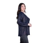 Gomore Γυναικεία Μπλε Μπλούζα Βραδινή Λαμέ Με Ντεκολτέ - GM-36128-BL - Image 3