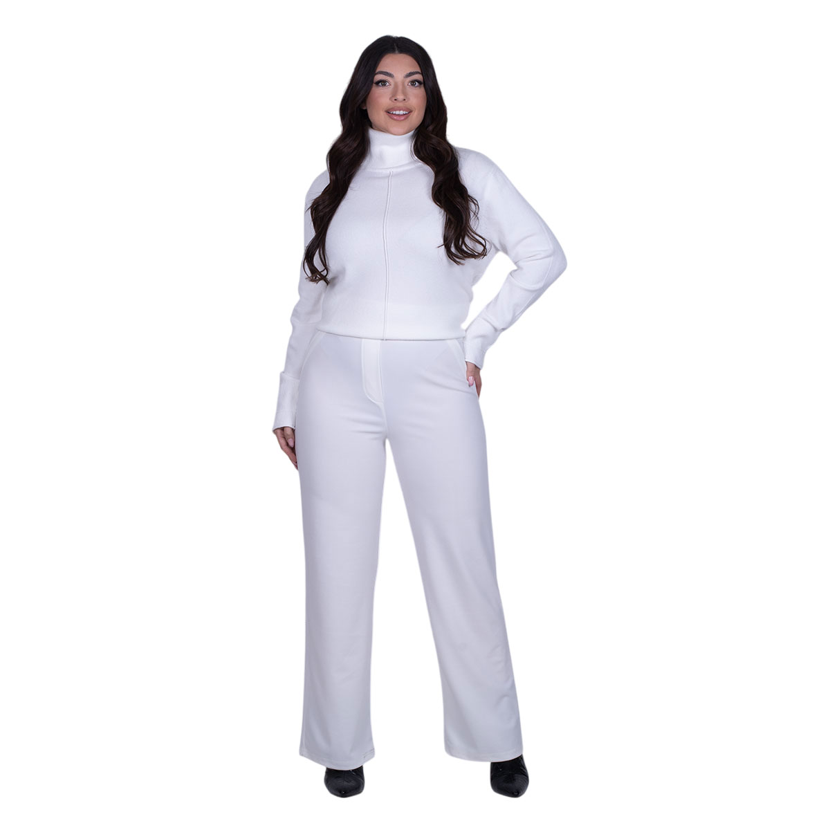 GM-52821-W Gomore Παντελόνι Λευκό Γυναικείο Mε Λάστιχο Κλασικό Ελαστικό Casual All Day - GM-52821-W - Image 1