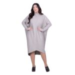 Platinum Φόρεμα Μόκα Γυναικείο Casual Φαρδύ Midi Ασύμμετρο Με Ζιβάγκο All Day Free Size - IT-041-52-MG
