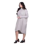 Platinum Φόρεμα Μόκα Γυναικείο Casual Φαρδύ Midi Ασύμμετρο Με Ζιβάγκο All Day Free Size - IT-041-52-MG - Image 2