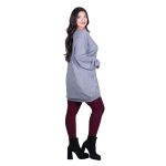 Platinum Μπλούζα Γκρι Γυναικεία Πλεκτή Φαρδιά Με Ντεκολτέ Casual All Day Free Size - IT-22036-GR - Image 4