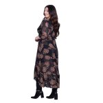 Platinum Φόρεμα Μαύρο Με Μπεζ Εμπριμέ Γυναικείο Κρουαζέ Klos All Day Free Size - IT-3824 - Image 4