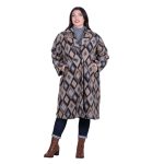 Platinum Παλτό Καφέ Με Καμηλό Γυναικείο Με Σχέδιο Ρόμβους All Day Free Size - IT-52637-BR