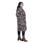 Platinum Παλτό Καφέ Με Καμηλό Γυναικείο Με Σχέδιο Ρόμβους All Day Free Size - IT-52637-BR - Image 3