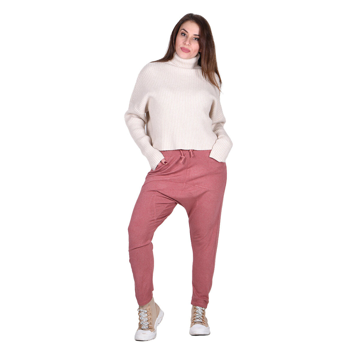 Platinum Παντελόνι Βράκα Σάπιο Μήλο Γυναικεία Casual Με Λάστιχο Free Size - IT-5629