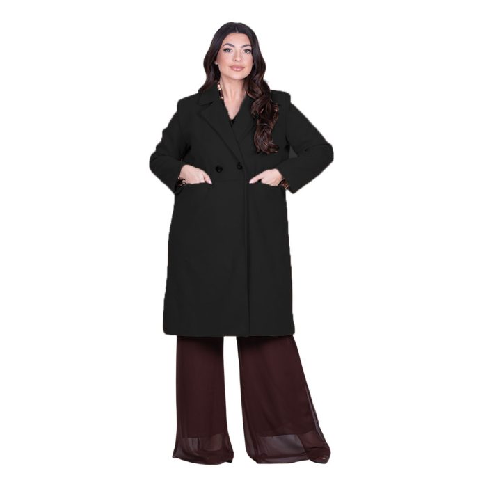 Platinum Παλτό Μαύρο Γυναικείο Με Κουμπιά & Τσέπες All Day Free Size - IT-6067-BC - Image 3