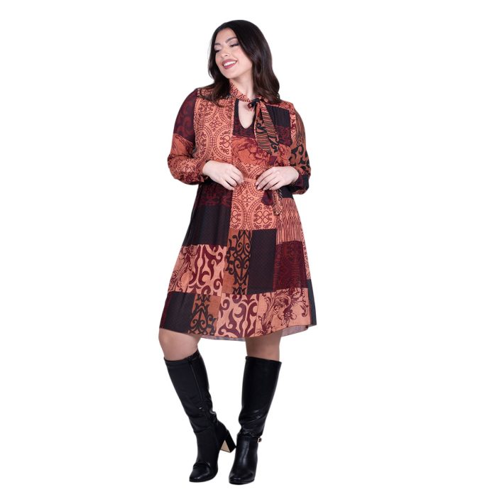 Platinum Φόρεμα Εκάι Με Εμπριμέ Σχέδια Γυναικείο Νεανικό Εβαζέ All Day Free Size - IT-78-FS - Image 3