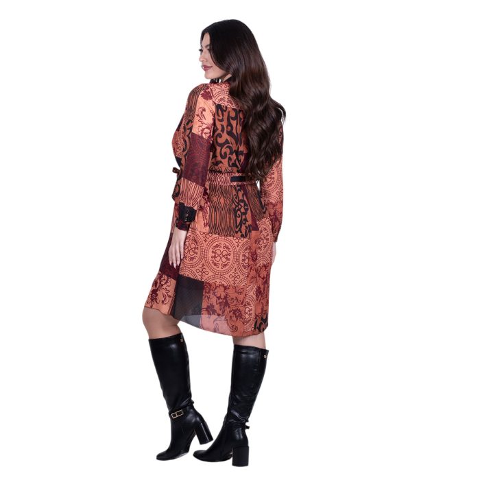 Platinum Φόρεμα Εκάι Με Εμπριμέ Σχέδια Γυναικείο Νεανικό Εβαζέ All Day Free Size - IT-78-FS - Image 5