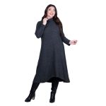 Platinum Φόρεμα Ανθρακί Γυναικείο Πλεκτό Casual Εβαζέ Ασύμμετρο All Day Free Size - IT-8422