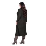 Platinum Φόρεμα Λαδί Σκούρο Γυναικείο Πλεκτό Casual Εβαζέ All Day Free Size - IT-8422-LD - Image 4