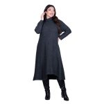 Platinum Φόρεμα Ανθρακί Γυναικείο Πλεκτό Casual Εβαζέ Ασύμμετρο All Day Free Size - IT-8422 - Image 2