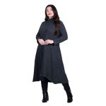 Platinum Φόρεμα Ανθρακί Γυναικείο Πλεκτό Casual Εβαζέ Ασύμμετρο All Day Free Size - IT-8422 - Image 3