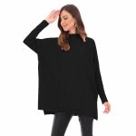 Platinum Μπλούζα Μαύρη Γυναικεία Μακριά Φαρδιά Ασύμμετρη Casual All Day Free Size - IT-8529-BC