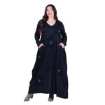 Platinum Φόρεμα Μαύρο Γυναικείο Απλικέ Maxi ''Υφασμάτινα Λουλούδια'' All Day - PL-840-BC