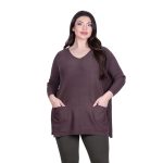 Platinum Μπλούζα Καφέ Γυναικεία Πλεκτή Με Τσέπες Αll Day Free Size - ΙΤ-20205-BR