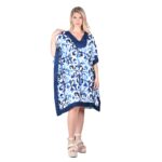 Platinum Καφτάνι Μπλε Γυναικείο Με Boho Σχέδια Summer Κοντό All Day Free Size - 42307-MD