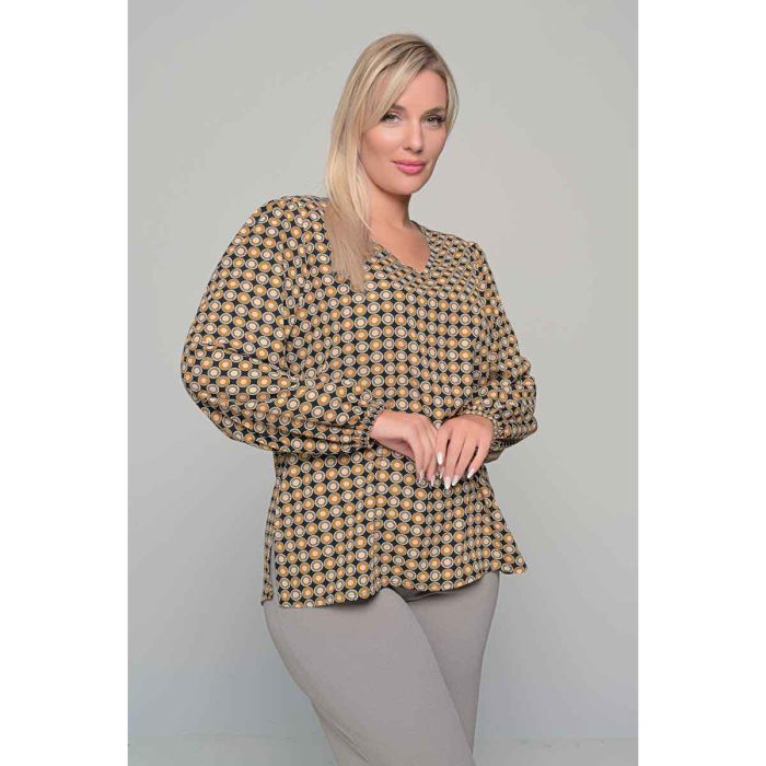 Gomore Μπλούζα Μπεζ - Εκάι Γυναικεία Με Εμπριμέ Σχέδια Μαροκέν All Day - GM-56202 - Image 3