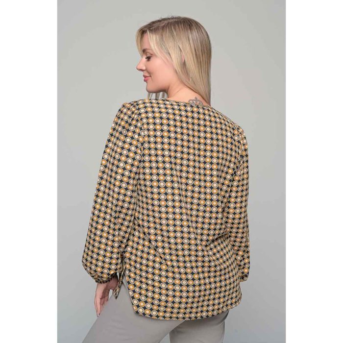 Gomore Μπλούζα Μπεζ - Εκάι Γυναικεία Με Εμπριμέ Σχέδια Μαροκέν All Day - GM-56202 - Image 4