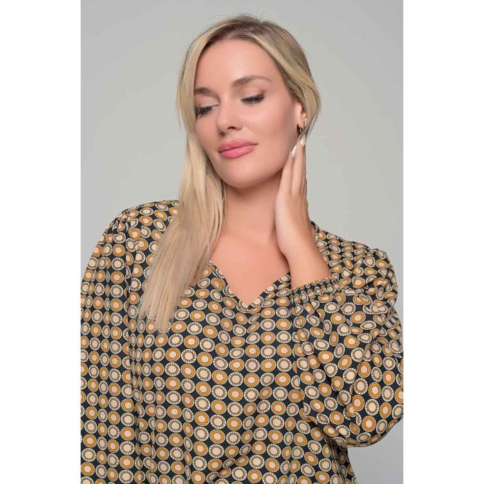 Gomore Μπλούζα Μπεζ - Εκάι Γυναικεία Με Εμπριμέ Σχέδια Μαροκέν All Day - GM-56202 - Image 5