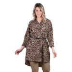 Platinum Πουκαμίσα - Φόρεμα Μαύρη Animal Print Γυναικεία Μακρυμάνικη All Day Free Size - 1956-RP - Image 3