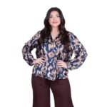 Platinum Πουκάμισο Μπλε Με Animal Print Σχέδιο Γυναικείο Mακρυμάνικο All Day Free Size - IT-5268-5 - Image 3