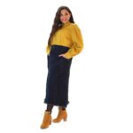 Platinum Γυναικεία Jean Blue Black Φούστα Casual Midi Mε Εξώγαζα All Day - 2058-w - Image 2