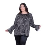 Gomore Μπλούζα Ασπρόμαυρη Animal Print Γυναικεία Με Μανίκι Βολάν All Day - 24919-BC - Image 2