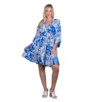 Platinum Φόρεμα Μπλε Με Floral Γυναικείο Κοντό Με Ντεκολτέ Klos All Day Free Size - 42382 - Image 2