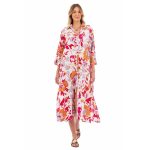 Platinum Φόρεμα - Πουκαμίσα Λευκό Πολύχρωμα Floral Print Γυναικείo Με Κουμπιά All Day Free Size - 22643