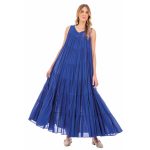 Platinum Φόρεμα Μπλε Γυναικείο Αμάνικο Με Klos Ριχτό Maxi All Day Free Size - SAR-62405-BL