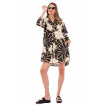 Platinum Πουκαμίσα Floral Με Γήινους Χρωματισμούς Γυναικεία Μακριά Ασύμμετρη Τρουακάρ Με Κουμπιά - 72618 - Image 2