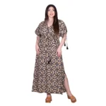 Platinum Φόρεμα Μπεζ Με Boho Σχέδια Γυναικείο Ζαπονέ Με Ζώνη Free Size All Day - 82621-26