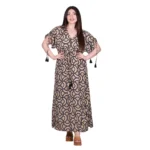 Platinum Φόρεμα Μπεζ Με Boho Σχέδια Γυναικείο Ζαπονέ Με Ζώνη Free Size All Day - 82621-26 - Image 4