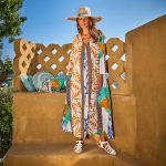 Platinum Φόρεμα Εκρού Με Floral Print Γυναικείο Μακρύ Εβαζέ Τρουακαρ All Day Free Size - 92620 - Image 2