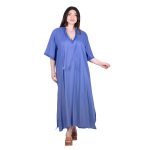 Platinum Φόρεμα - Καφτάνι Μπλε Denim Γυναικείο Μακρύ Κοντομάνικο All Day Free Size - BL22638