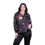 Platinum Μπλούζα Μαύρη Με Χρωματιστά Floral Γυναικεία Mακρυμάνικη All Day Free Size - FS187-GU - Image 3