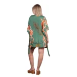 Platinum Κιμονό Πράσινο Γυναικείο Με Floral Print Silk Κοντό Τρουακάρ All Day - FS42391 - Image 3