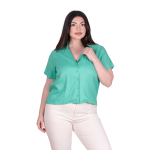 Platinum Πουκάμισο Aqua Γυναικείο Με Γιακά Κοντομάνικο Casual All Day Free Size - 12565-Q