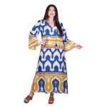 Platinum Καφτανοφόρεμα Μπλε Ρούα Με Boho Χρωματιστά Σχέδια Γυναικείο Μακρύ Free Size -12608